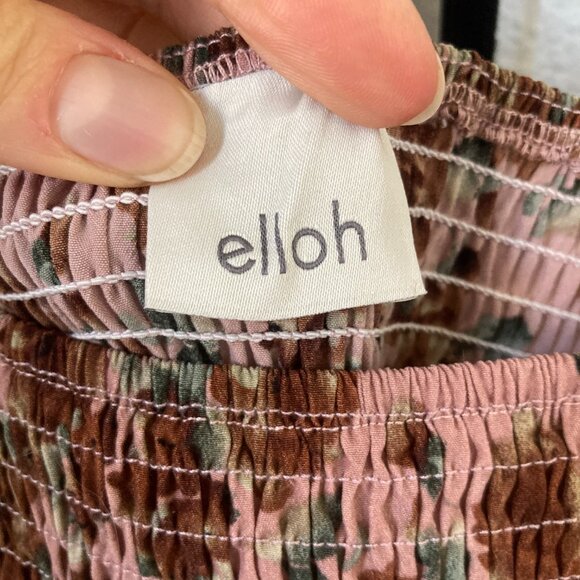 PinkBlush Mauve Rose Smocked Velvet Bow Tie Maternity Midi Dress, Size M - Picture 5 of 5